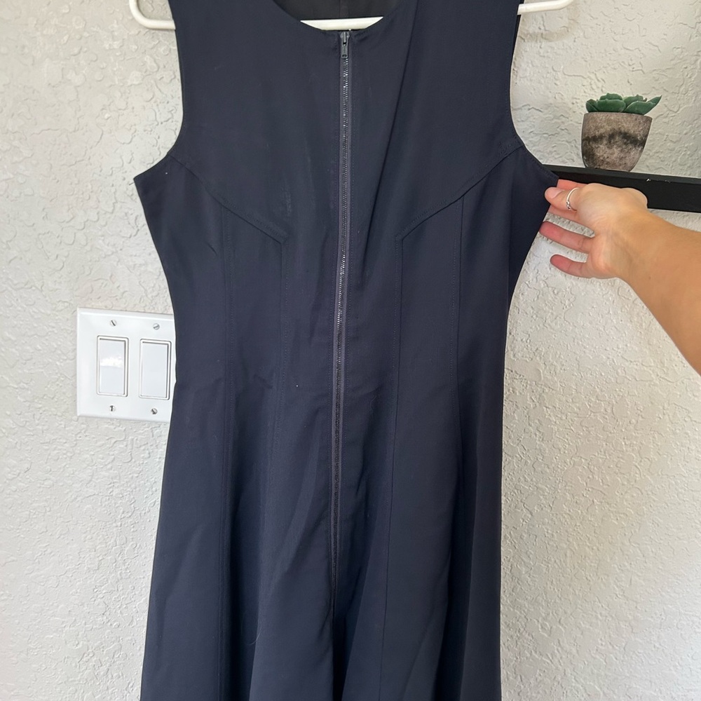 Theory A-line Zipper front Dress with Sleeveless Design high neck